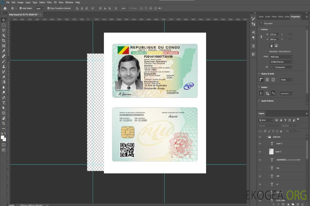 Carte d'identité du Congo template Carte d'identité du Congo template